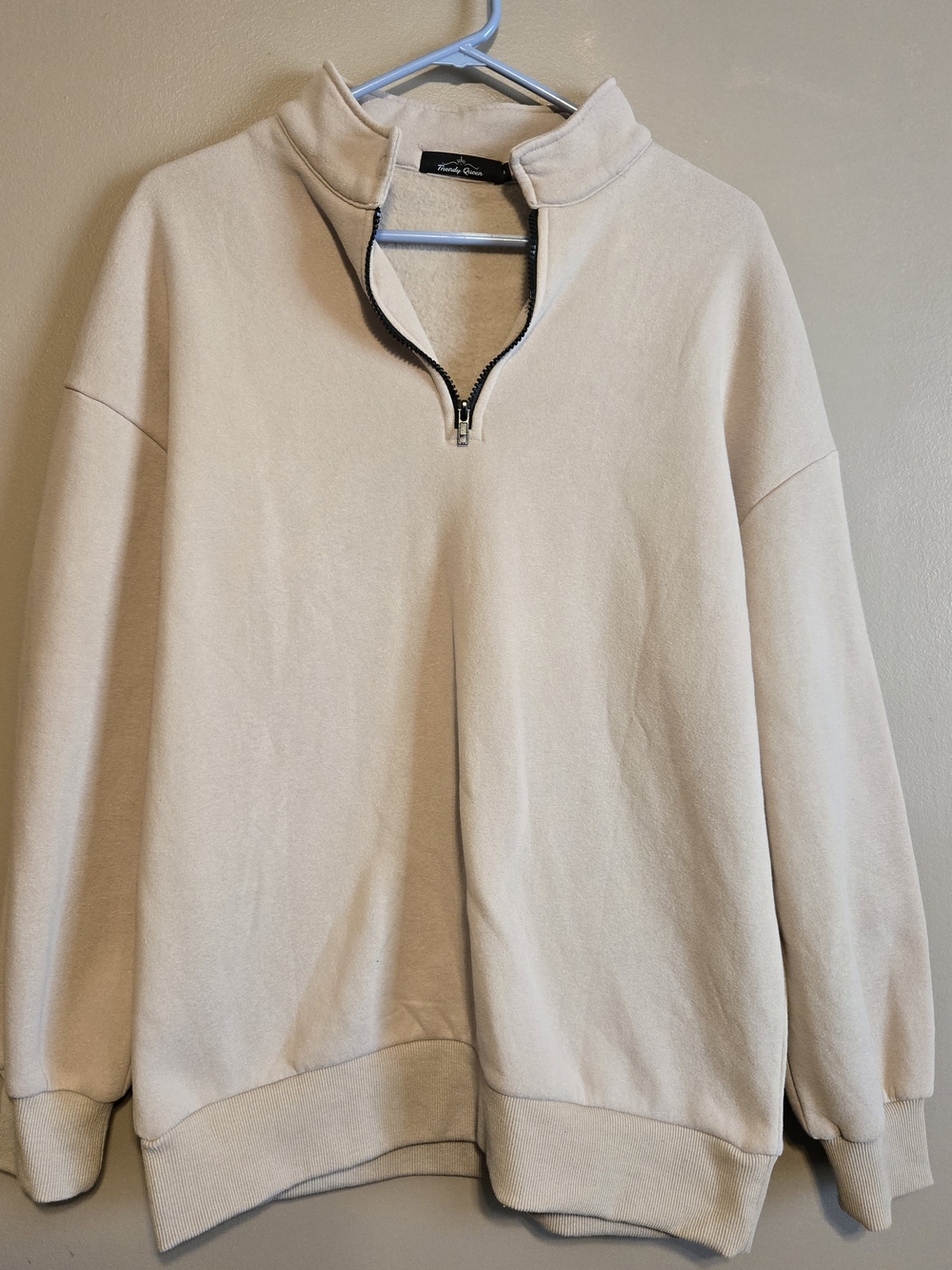 Women's Half-Zip Pullover Hoodie - Tan